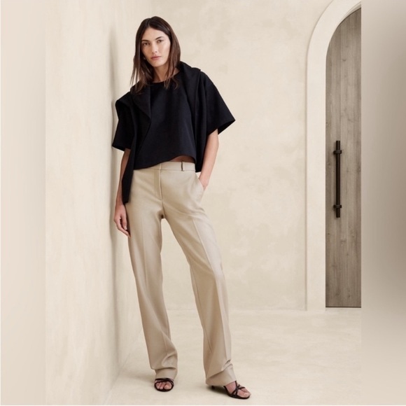 FINAL MARKDOWN NWT! Banana Republic Black Lido Straight Italian Wool Pant  💜 - Picture 4 of 13